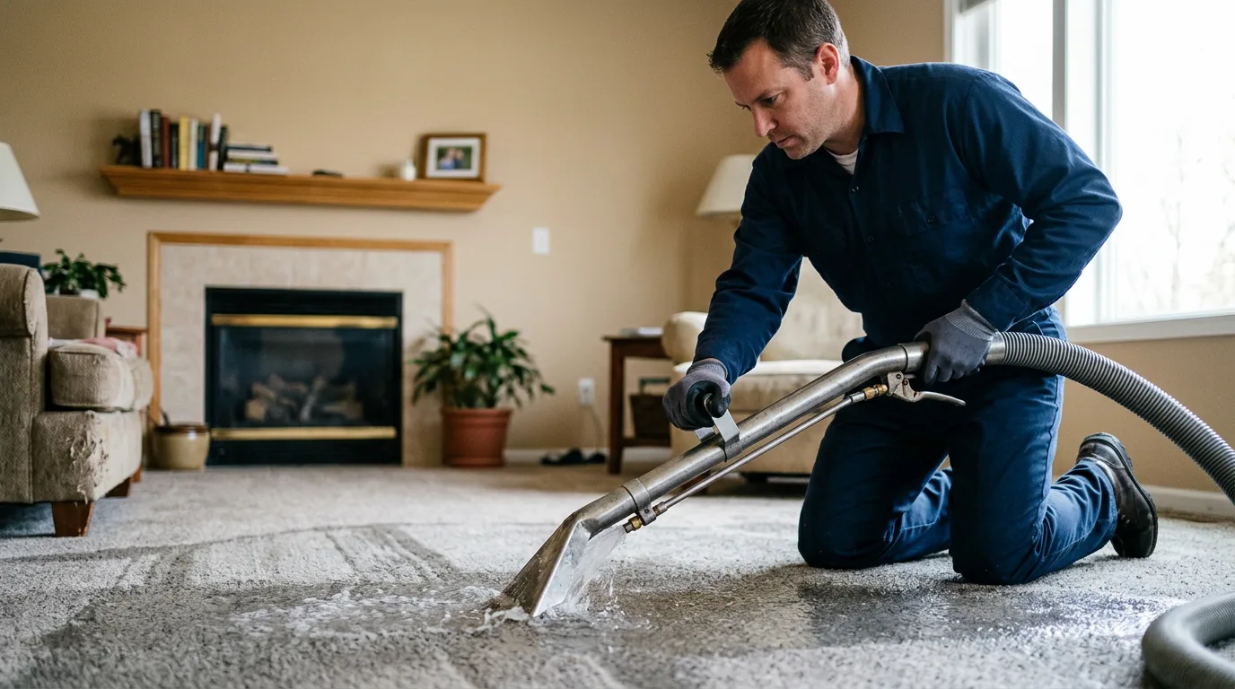 Water damage restoration technician working near Sharpsburg, GA